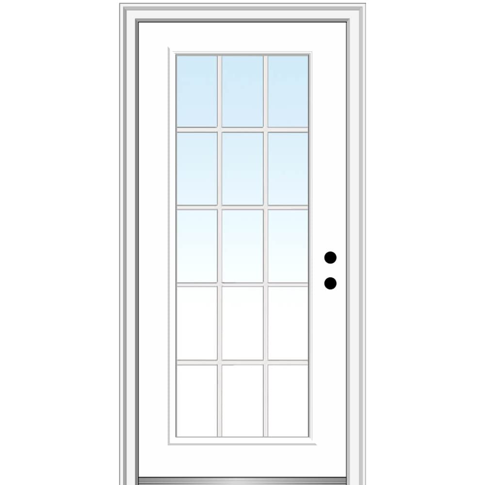 Steel Primed Left-Hand Inswing Full Lite Single Prehung Front Door 36" x 80" W899871