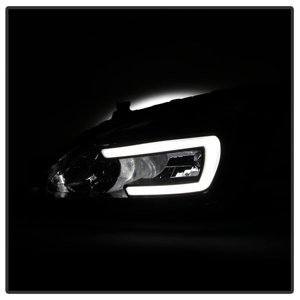 For 2003-2007 Honda Accord Black Housing LED Tube Headlights Assembly Pair Set Y9411