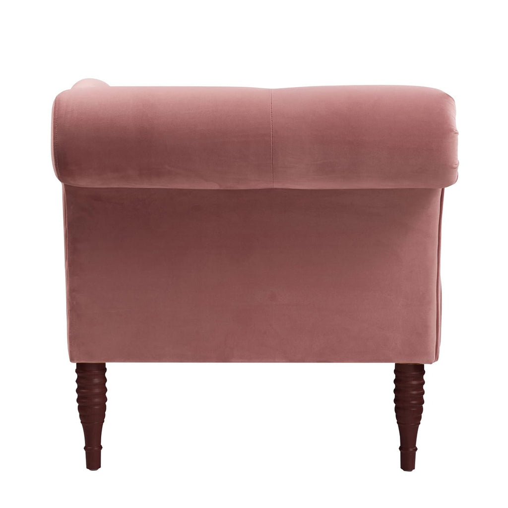 Ash Rose Pink Velvet Tufted Roll Arm Chaise Lounge R6381