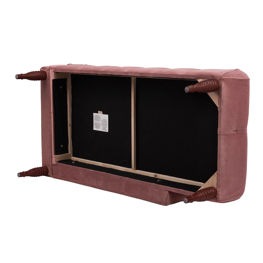 Ash Rose Pink Velvet Tufted Roll Arm Chaise Lounge R6381