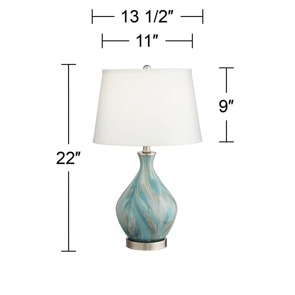 22" Blue Art Glass Table Lamp J235520