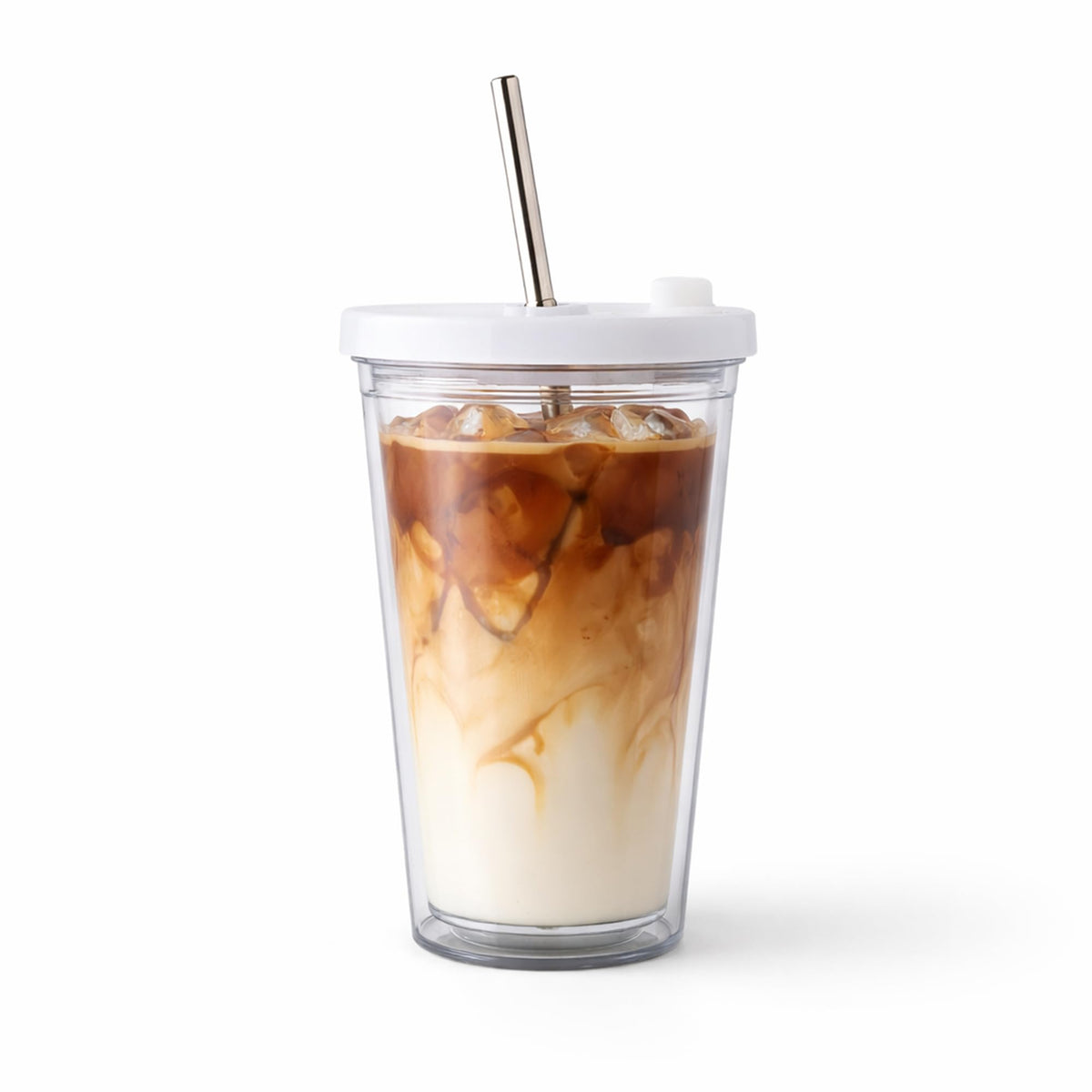 16 Oz Clear Plastic Insulated Tumbler with Lid and Straw Y605