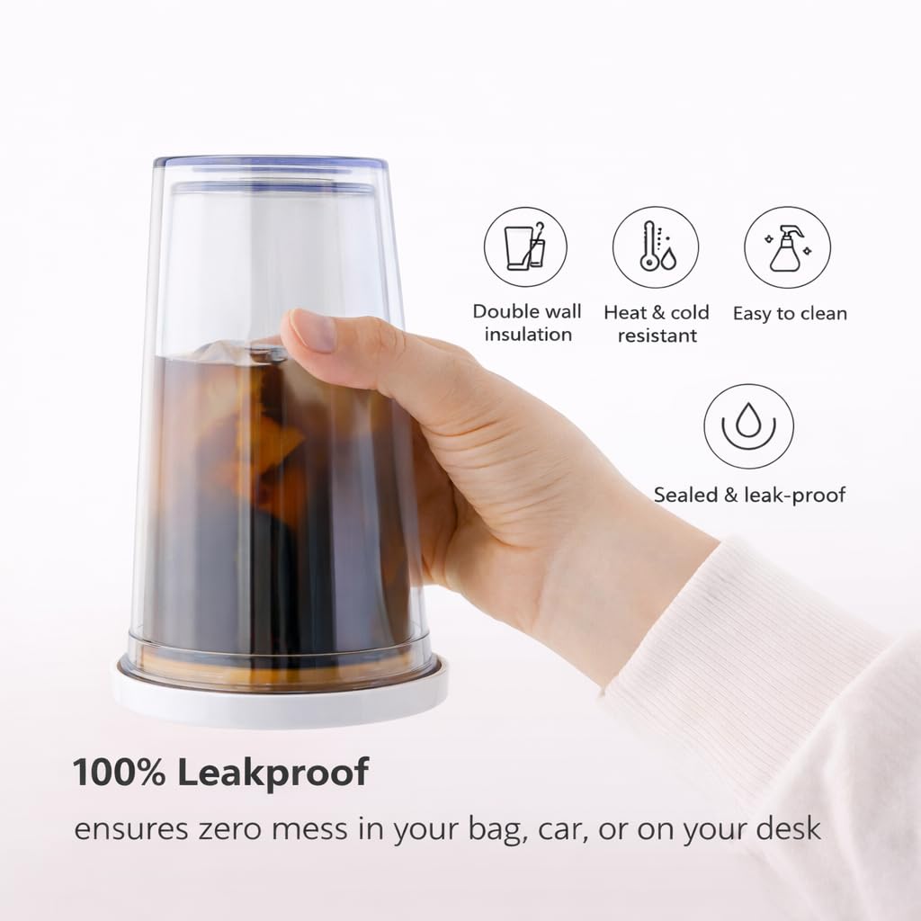 16 Oz Clear Plastic Insulated Tumbler with Lid and Straw Y605