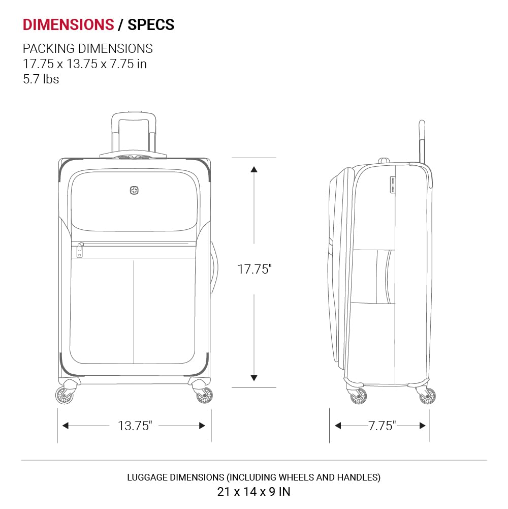 Black 18-Inch Softside Carry-On Luggage with Spinner Wheels W35945