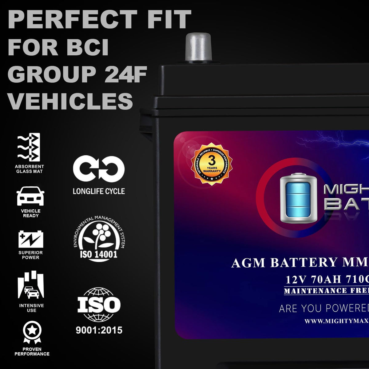 12V 70Ah AGM Replacement Battery S591