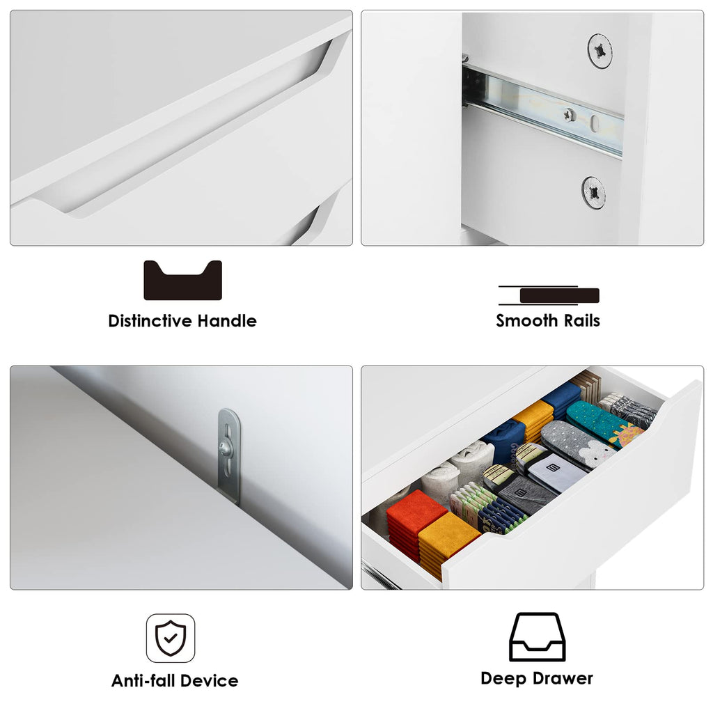 White 3 Drawer Wood Dresser R335