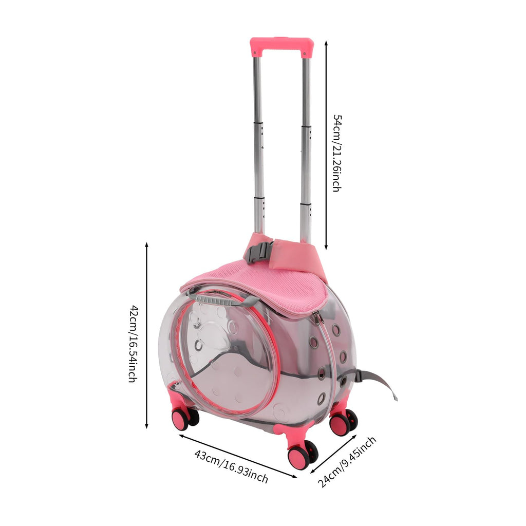 Pink Pet Trolley Case with Shock-Absorbing Wheels N6193