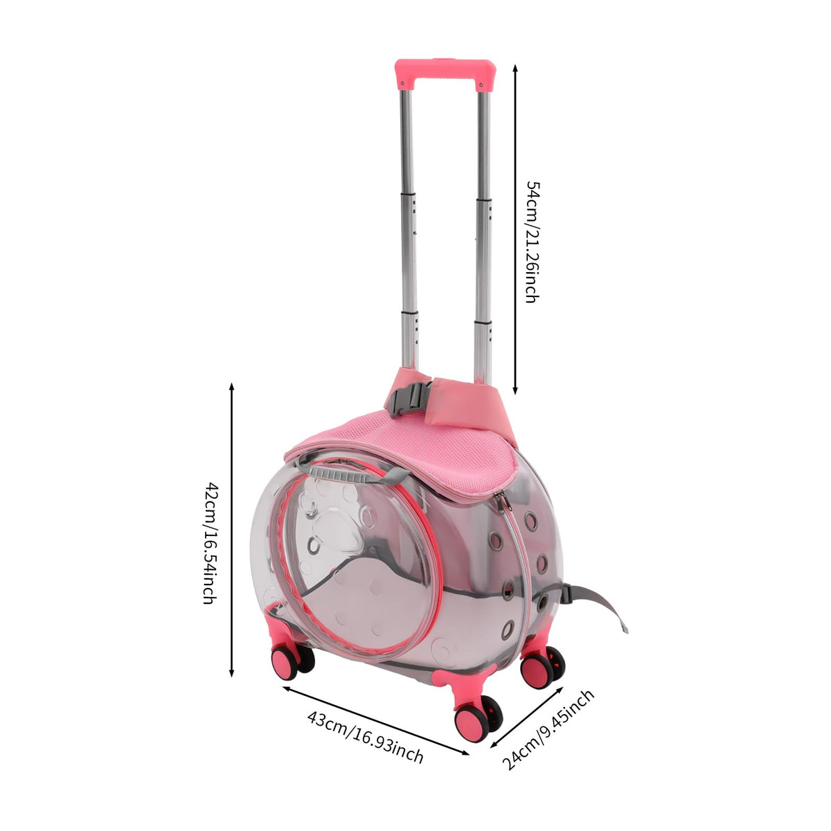 Pink Pet Trolley Case with Shock-Absorbing Wheels N6193