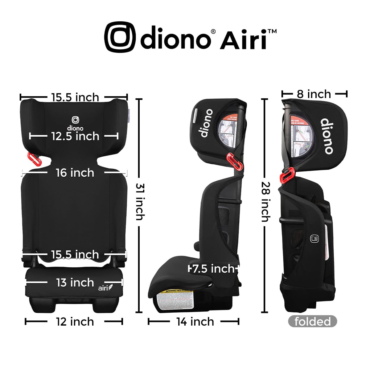 Black Foldable High Back Booster Seat E5335