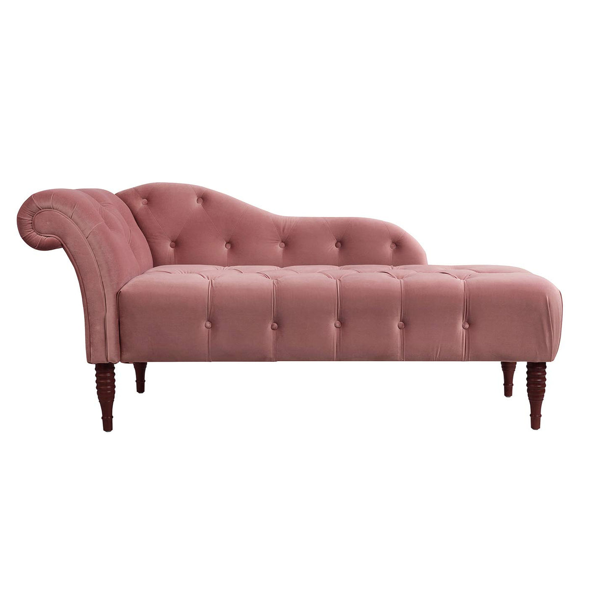 Ash Rose Pink Velvet Tufted Roll Arm Chaise Lounge R6381