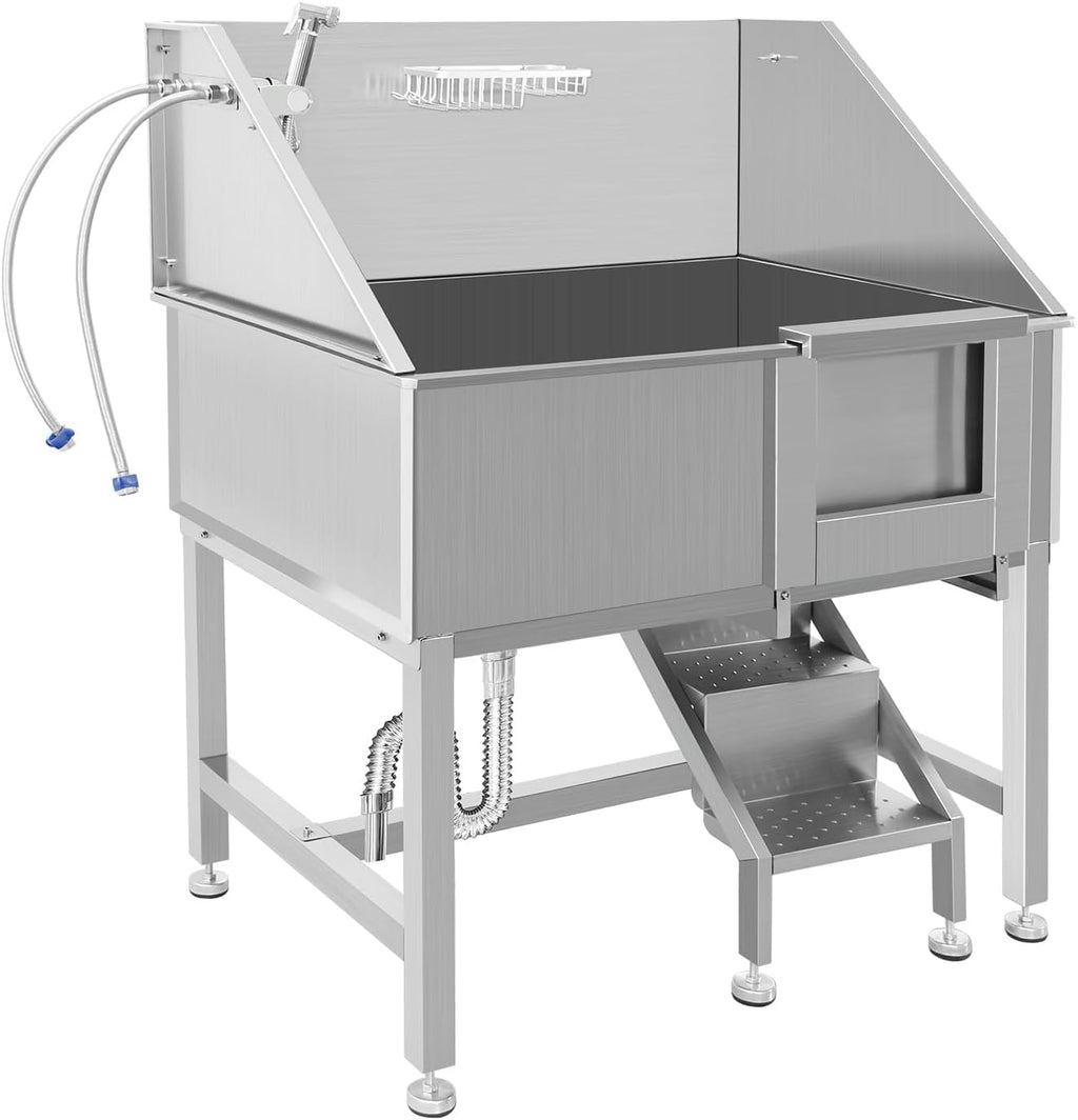 38" Stainless Steel Dog Grooming Tub with Stairs G656