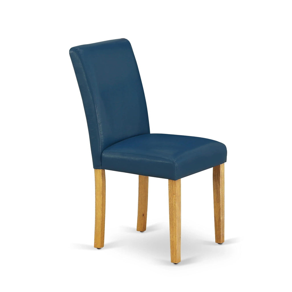 5 Piece Oak Dining Table Set with 4 Blue Faux Leather Chairs T855077