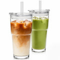 20oz Clear Glass Tumbler with Lid and Straws, Set of 2 A61748