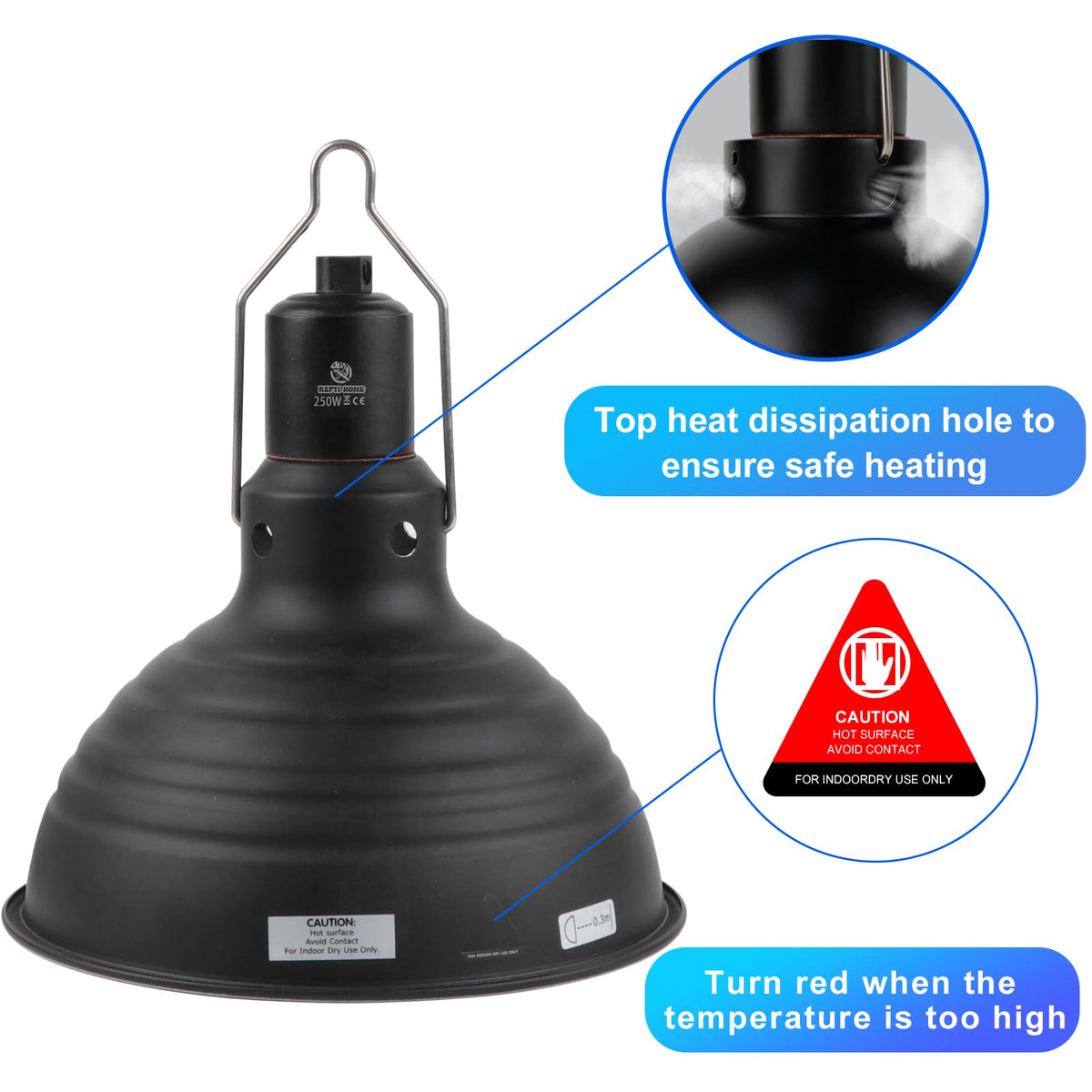 8.5 Inch Reptile Heat Lamp Fixture E26 Base J99101