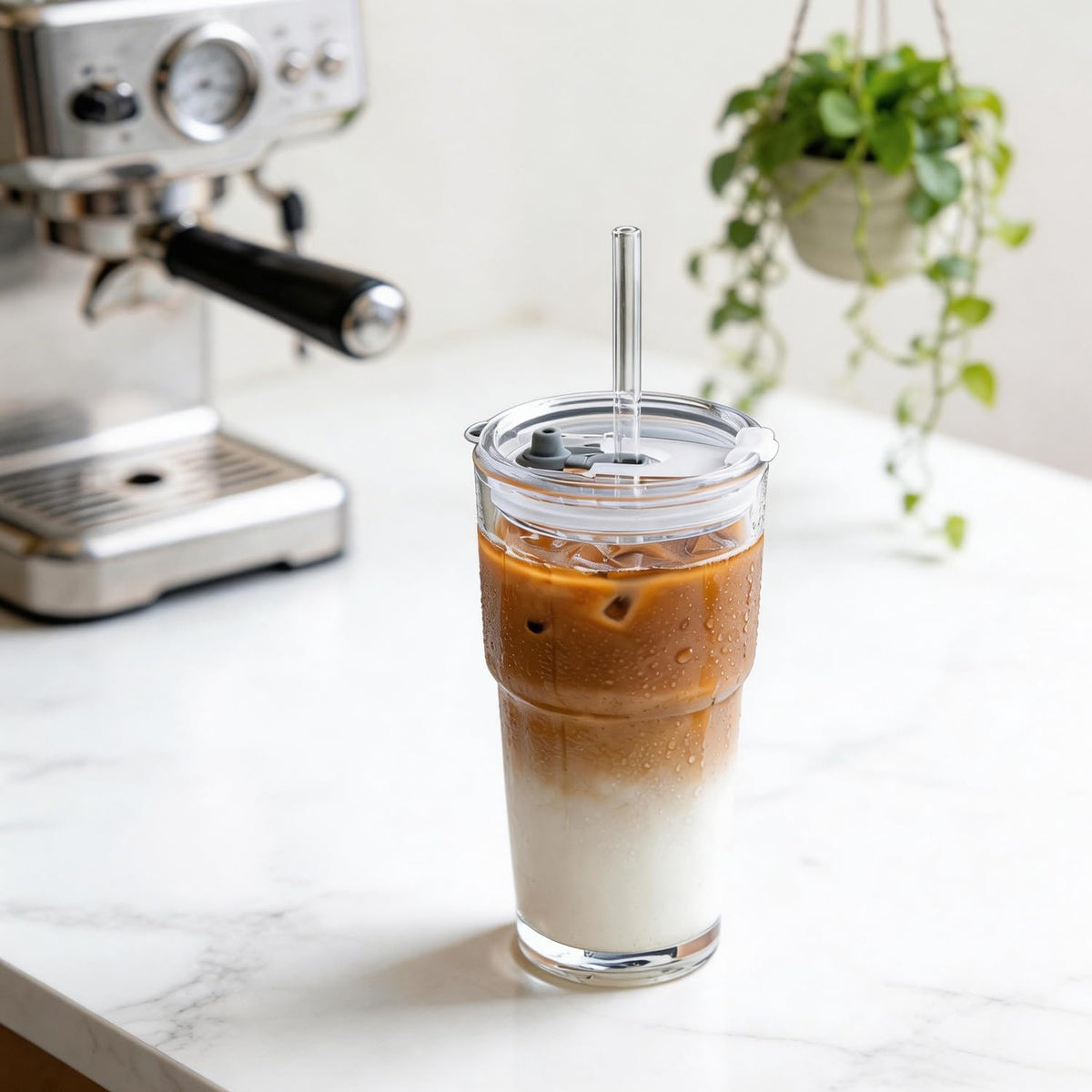 20oz Clear Glass Tumbler with Lid and Straws, Set of 2 A61748