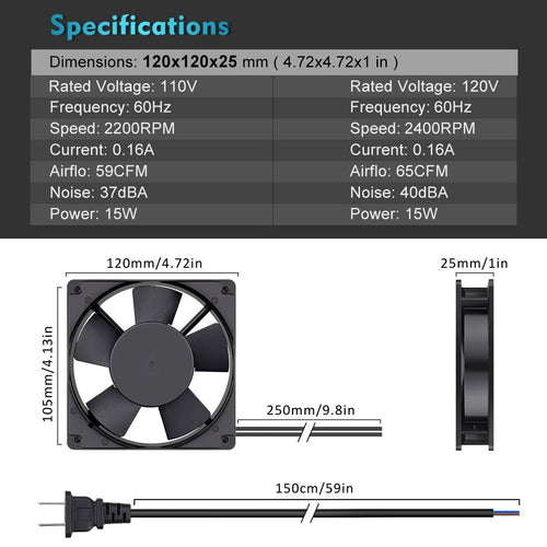 120mm AC Axial Exhaust Fan Dual Ball U98809