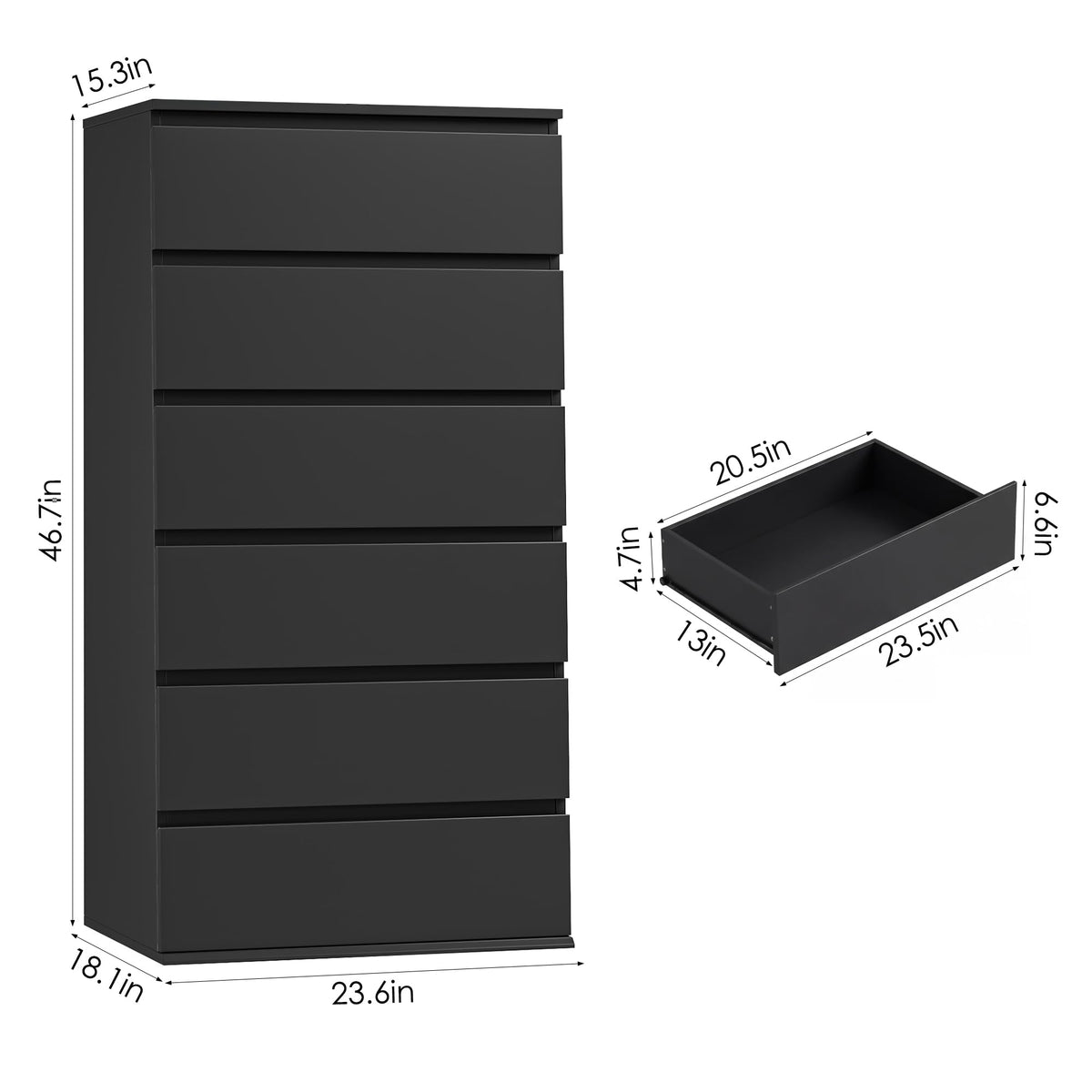 Black 6 Drawer Dresser O35489