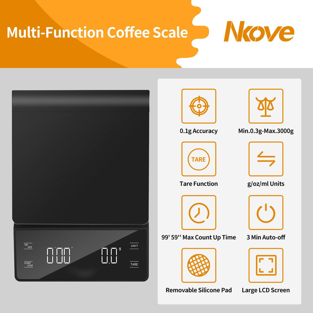 0.1g High Precision Coffee Scale with Timer W883026