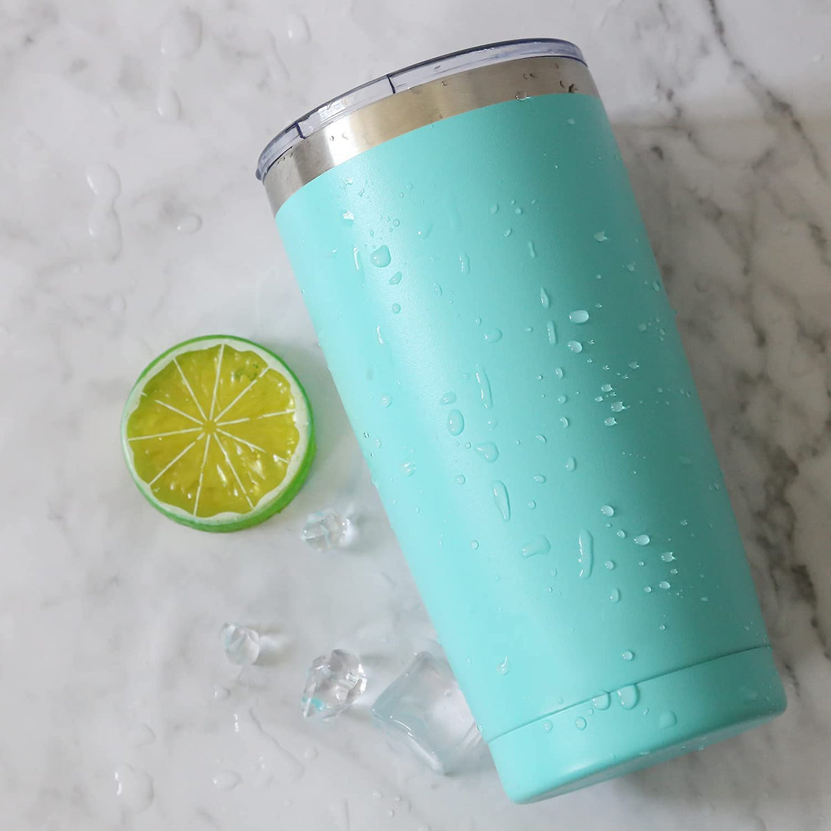 6 Pack 20 oz Stainless Steel Insulated Tumbler with Straw and Lid P40927
