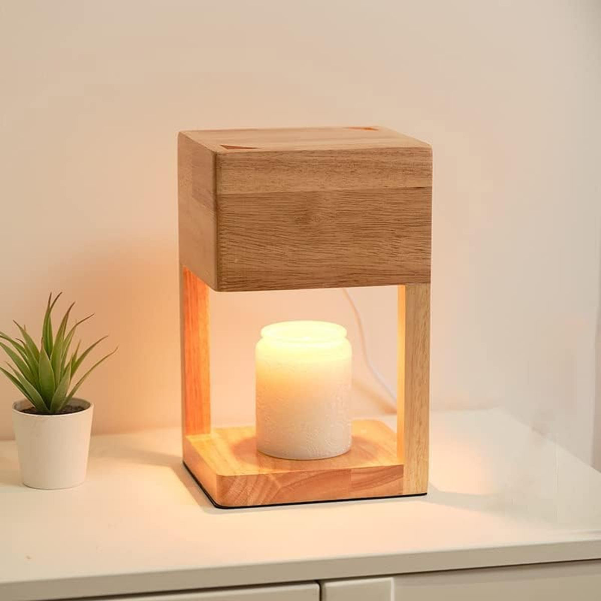 Wooden Candle Warmer Lamp with Timer and Auto Shut Off I9799