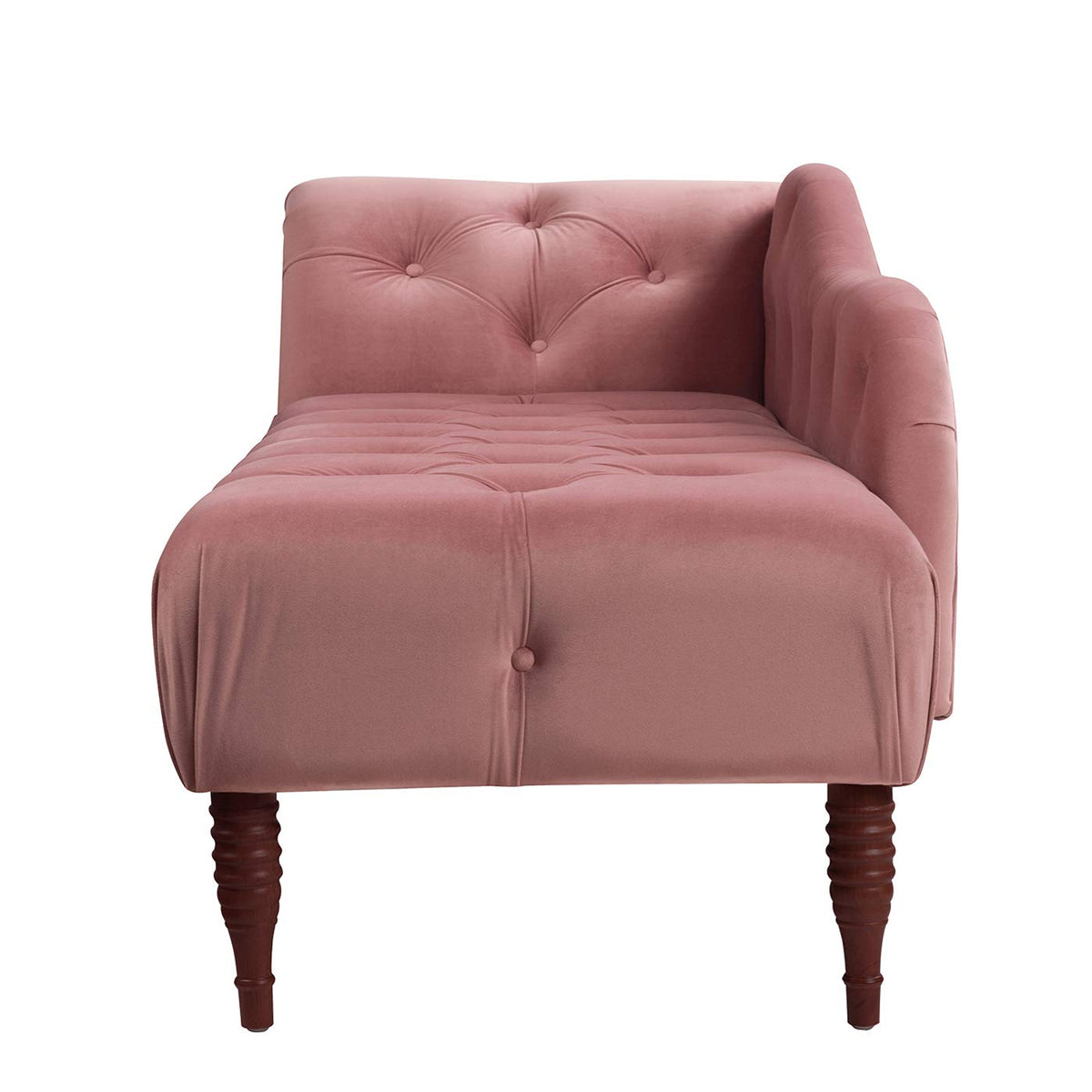 Ash Rose Pink Velvet Tufted Roll Arm Chaise Lounge R6381
