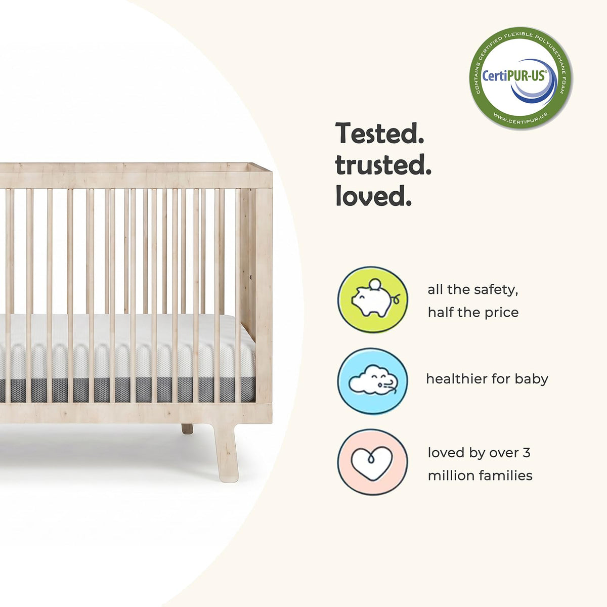 Mini Crib Mattress Dual Sided 38x24x4 Inch E20390