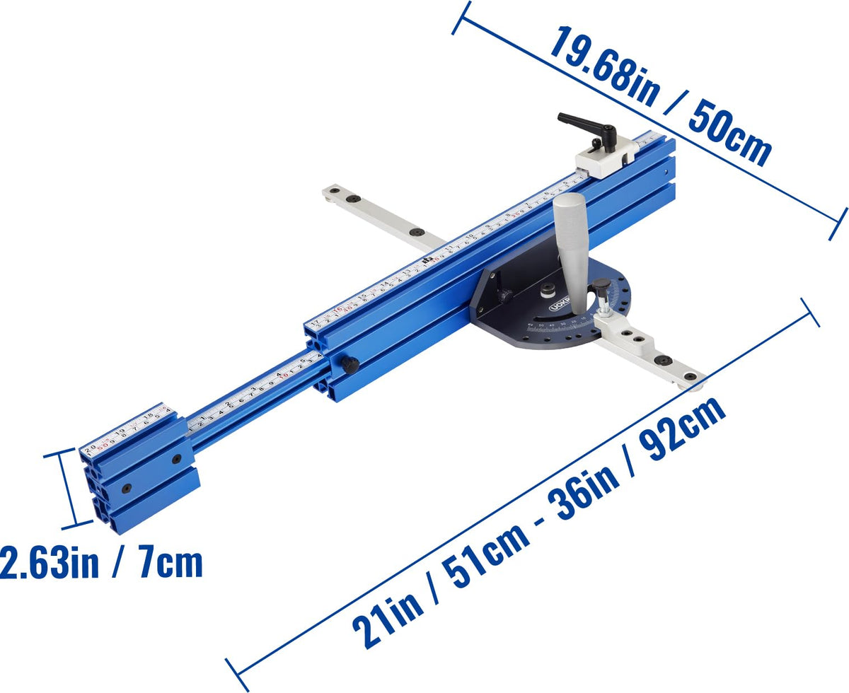Table Saw Miter Gauge Fence with 11 Preset Angle Stops J464