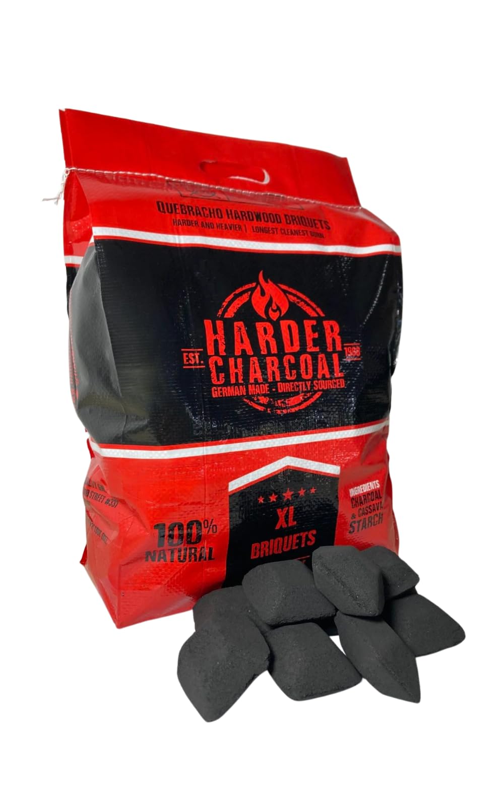 XL Quebracho Hardwood Briquets, Natural Wood Charcoal with Cassava Starch (10 LB) S984867