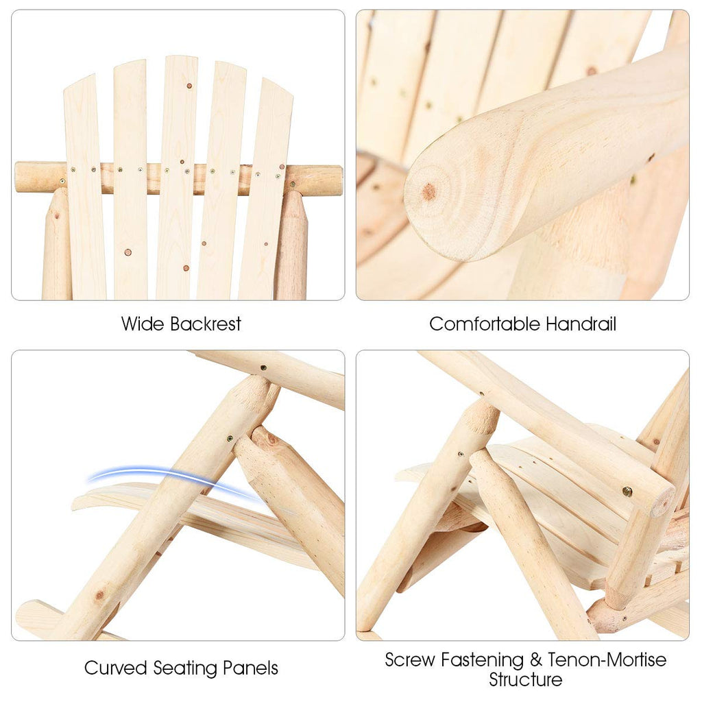 Log Wooden Rocking Chair with Slatted Seat and Backrest K4236