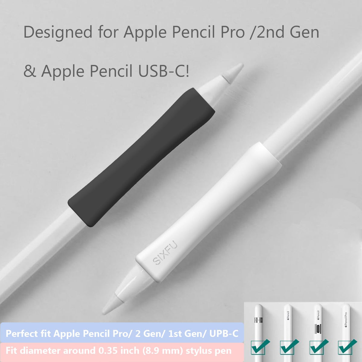 Black White 2 PCS Stylus Pen Grip L59397