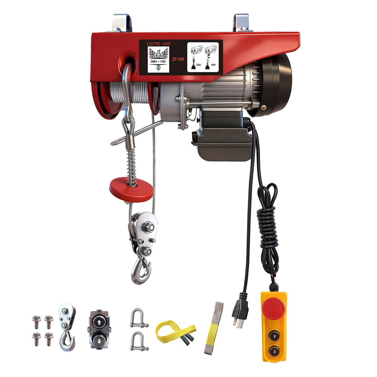 440 lbs 110V Electric Hoist with 14ft Wired Remote Control I992311