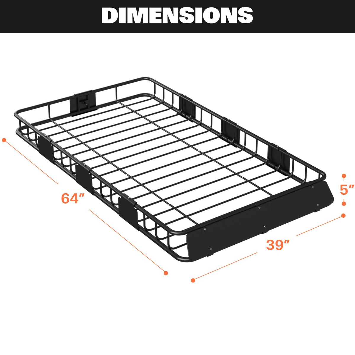 64" x 39" x 5" 200lb Heavy Duty Roof Rack Carrier Basket with Waterproof Bag V963