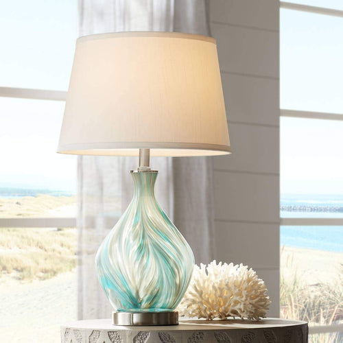 22" Blue Art Glass Table Lamp J235520