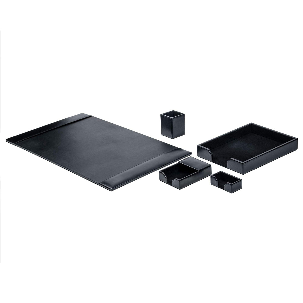 Black Bonded Leather 5-Piece Desk Set E90693