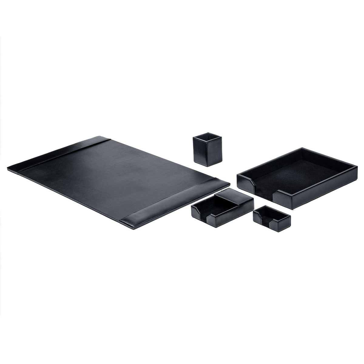 Black Bonded Leather 5-Piece Desk Set E90693