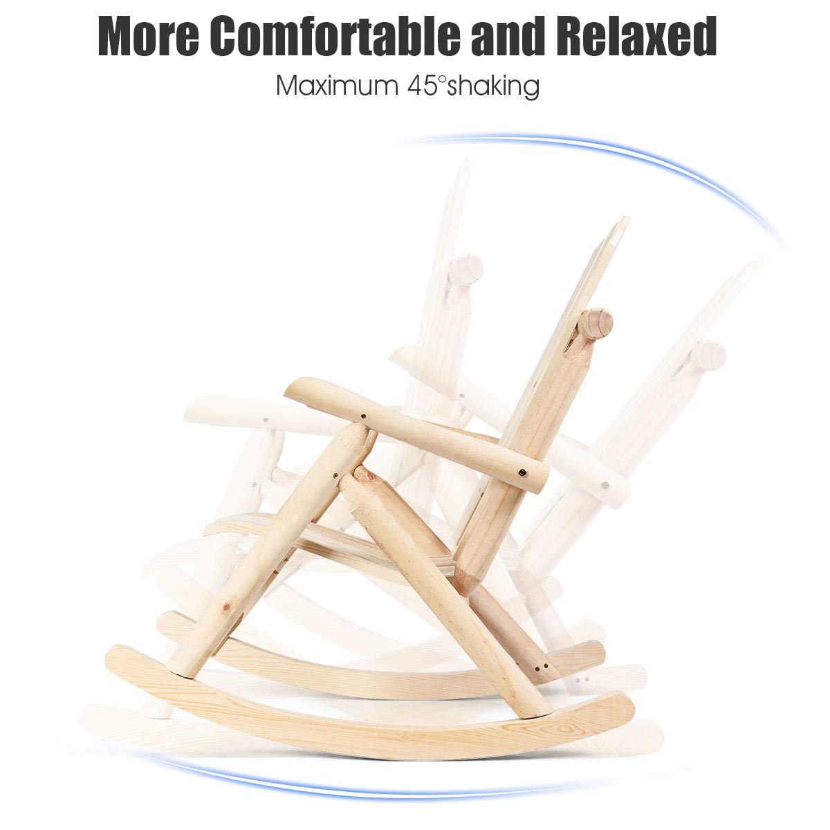 Log Wooden Rocking Chair with Slatted Seat and Backrest K4236