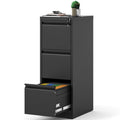 3 Drawer Black Metal File Cabinet with Lock L216758