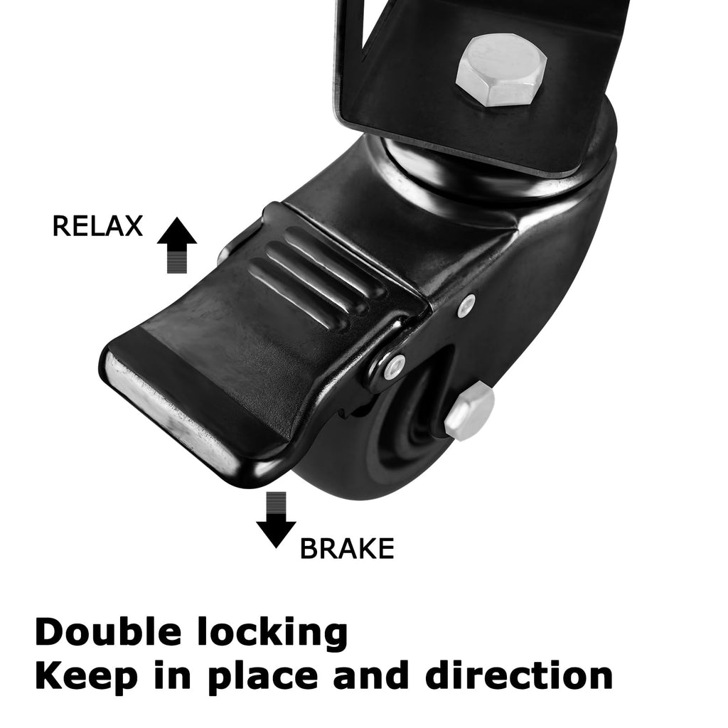 3" Heavy Duty Locking Caster Wheels 4PCS Black D577