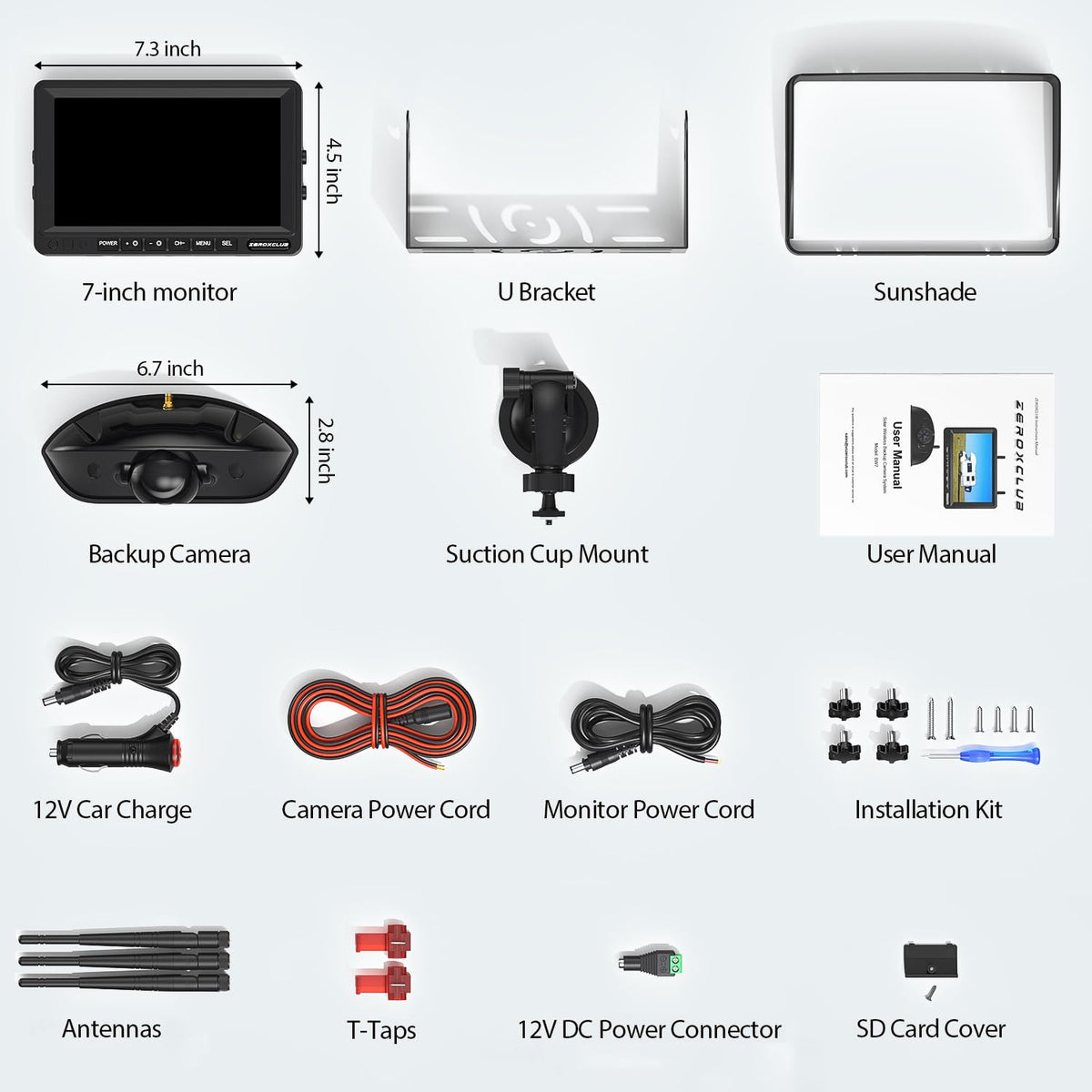 1080P 7" Wireless RV Backup Camera System with DVR Monitor N5538