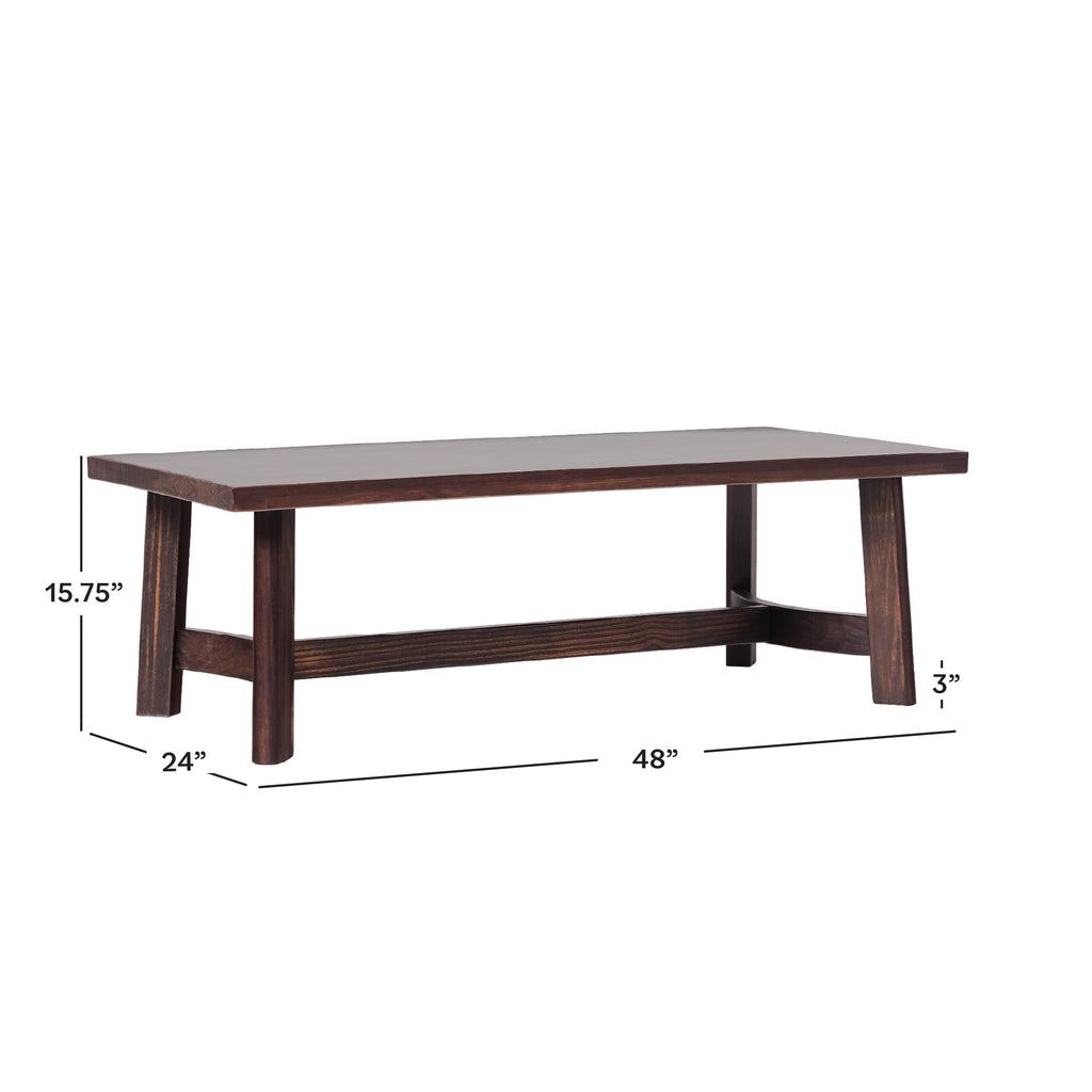 Solid Wood Rectangular Coffee Table, 48 Inch, Espresso C76345