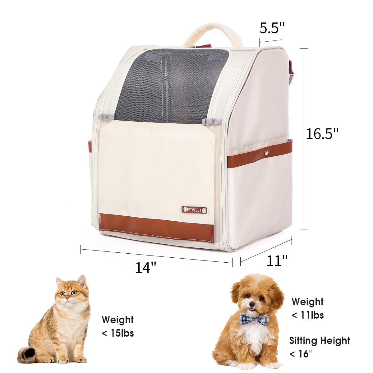 White Breathable Mesh Pet Backpack D637009
