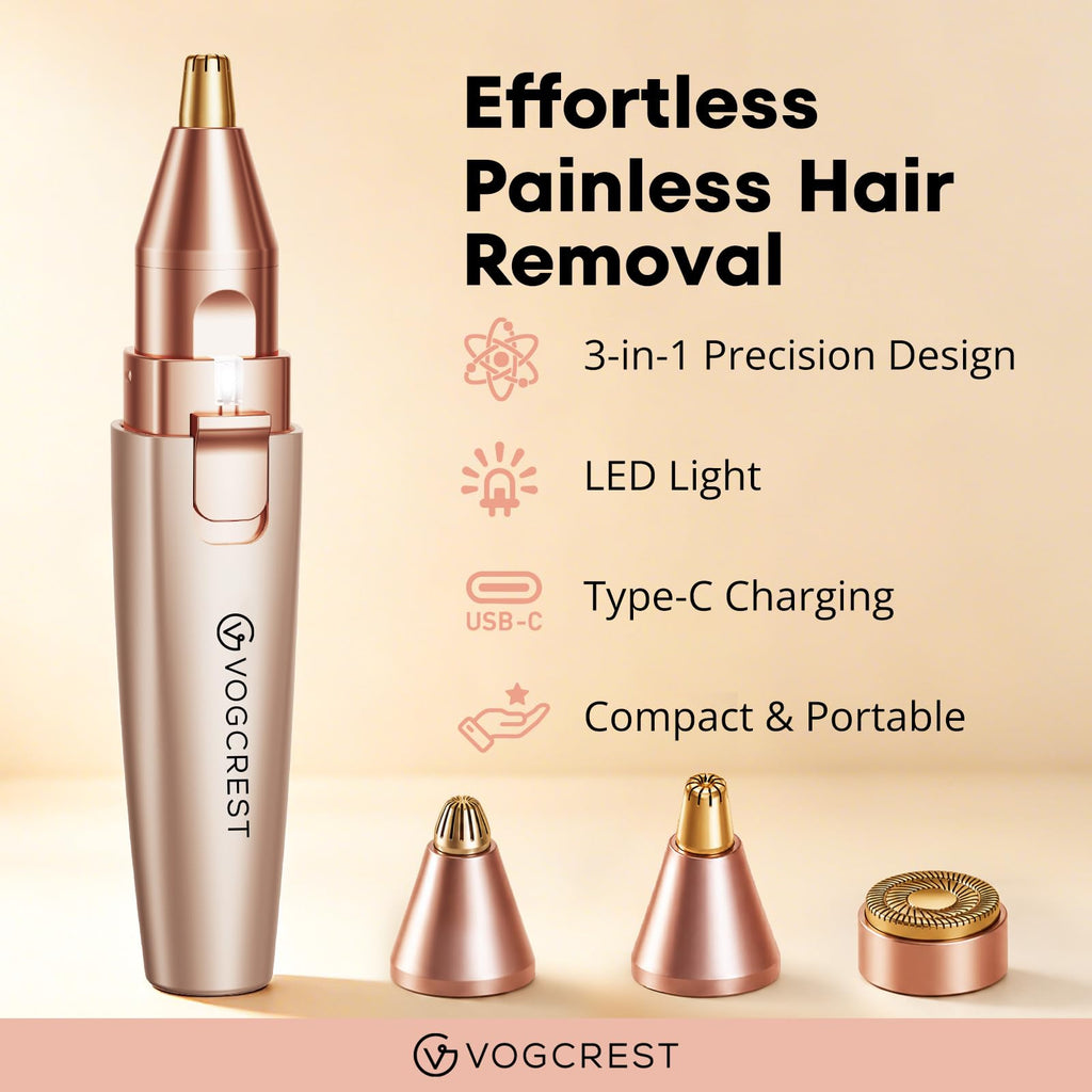 Nose Hair Trimmer 3 in1 Rechargeable Facial Hair Removal & Eyebrow Shaver Y201284