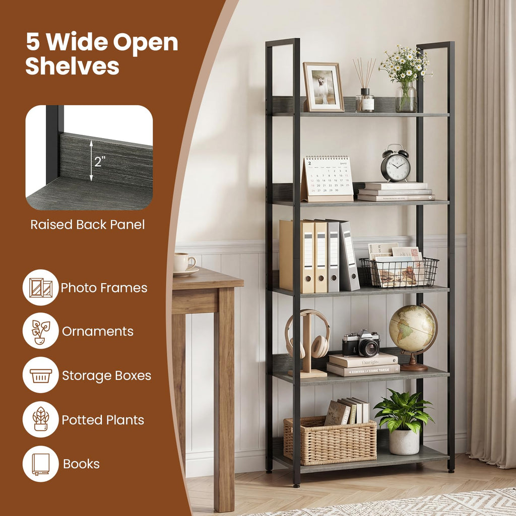5-Tier Wooden Bookshelf Set of 2 Y9229