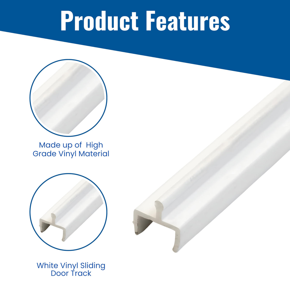 White Vinyl Sliding Screen Door Track S799