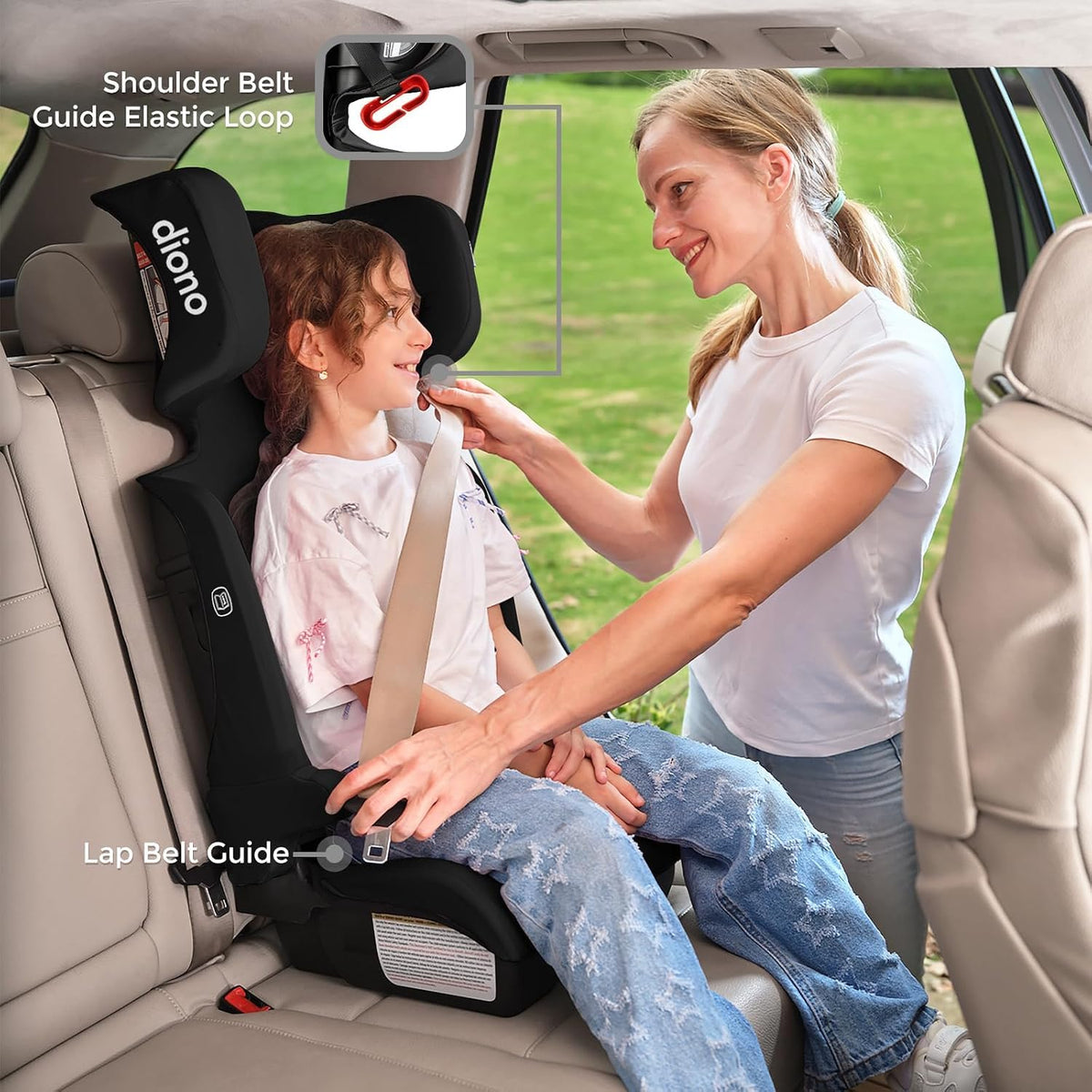Black Foldable High Back Booster Seat E5335
