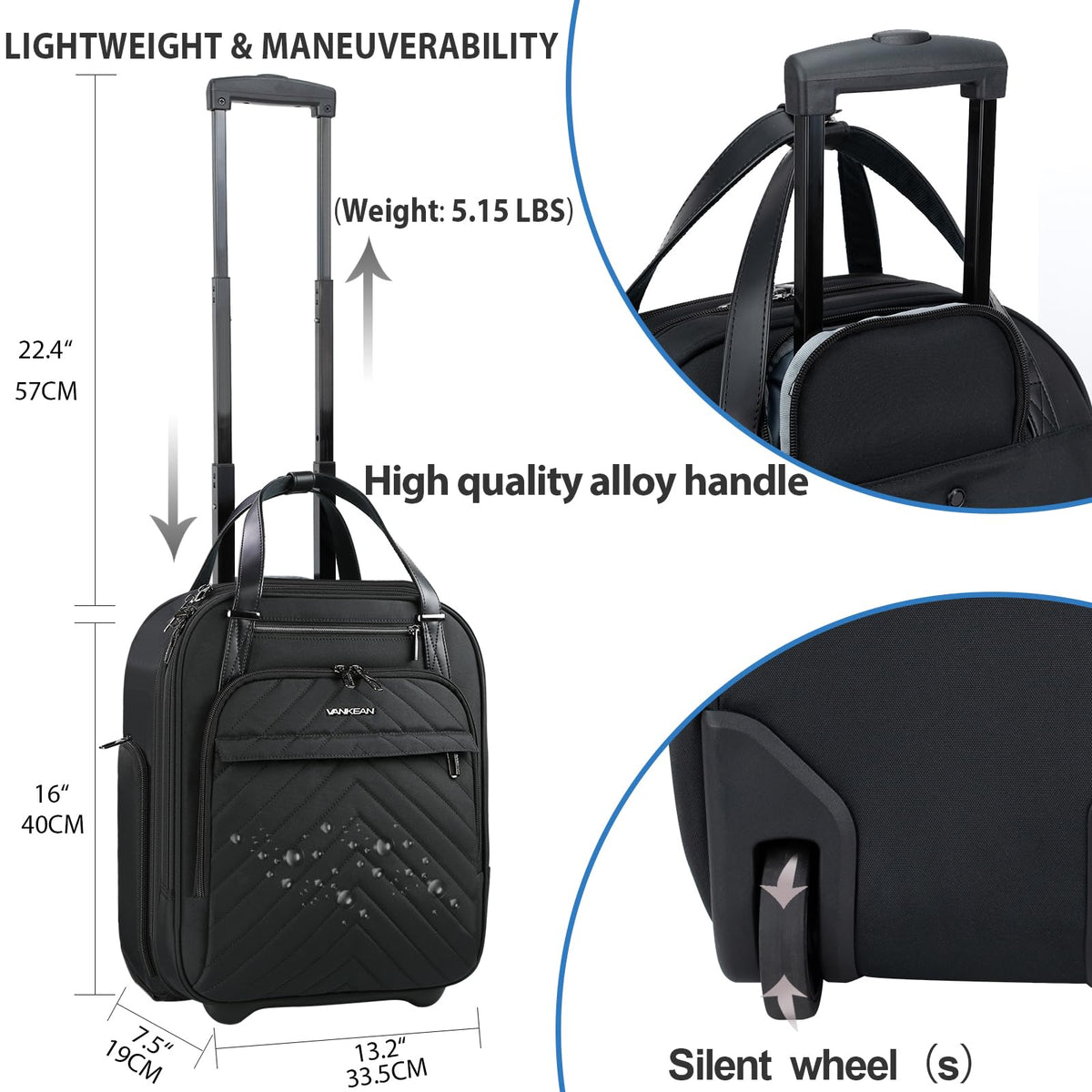 16" Underseat Rolling Lightweight Suitcase V133609