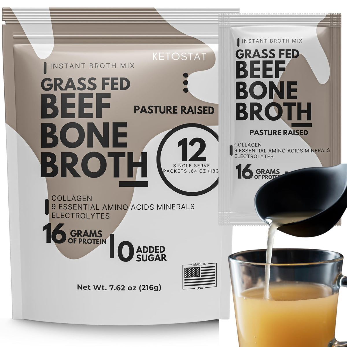 Bone Broth Packets 18g Protein 12 Ct E682