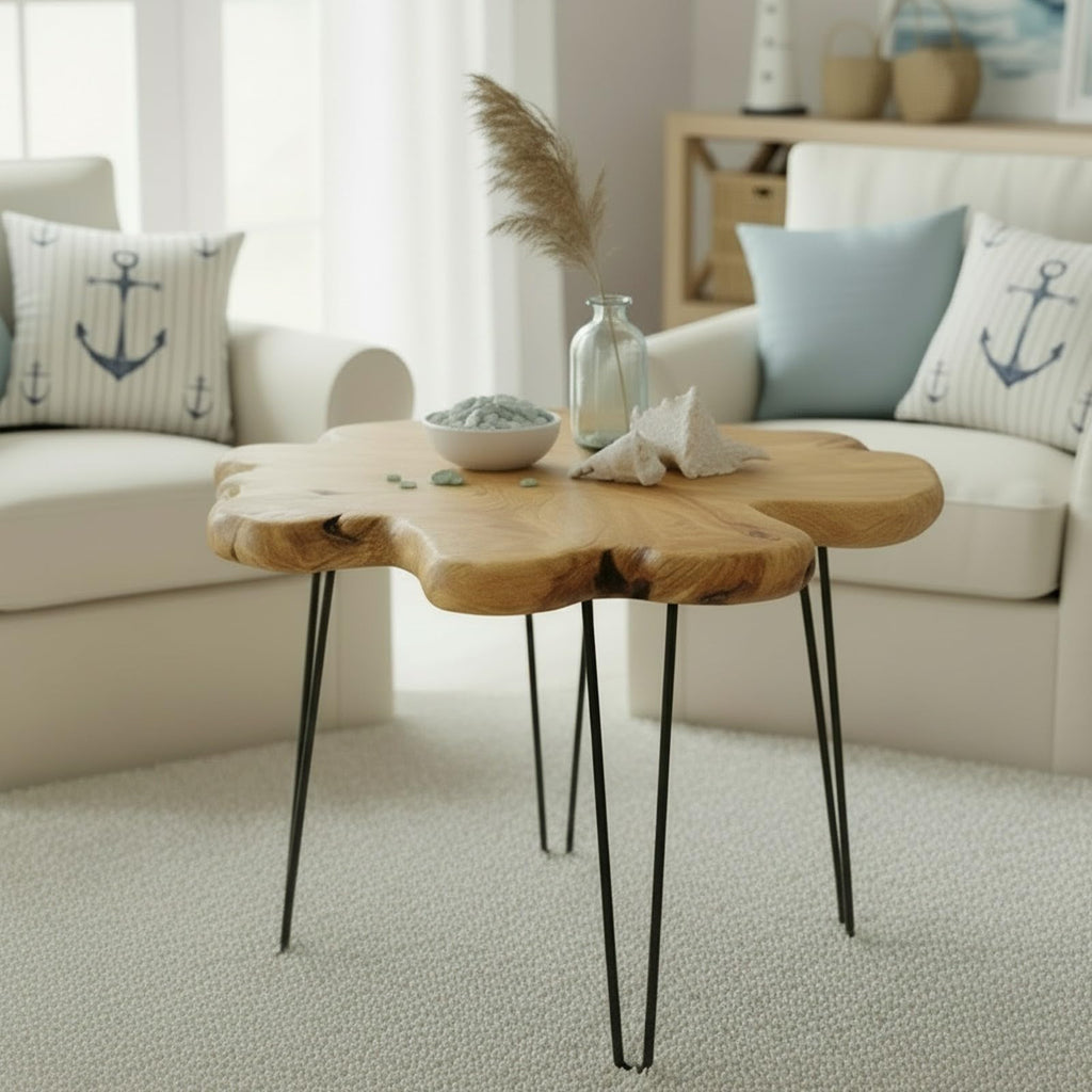 Flower-Shaped Live Edge Cedar Coffee Table U19381