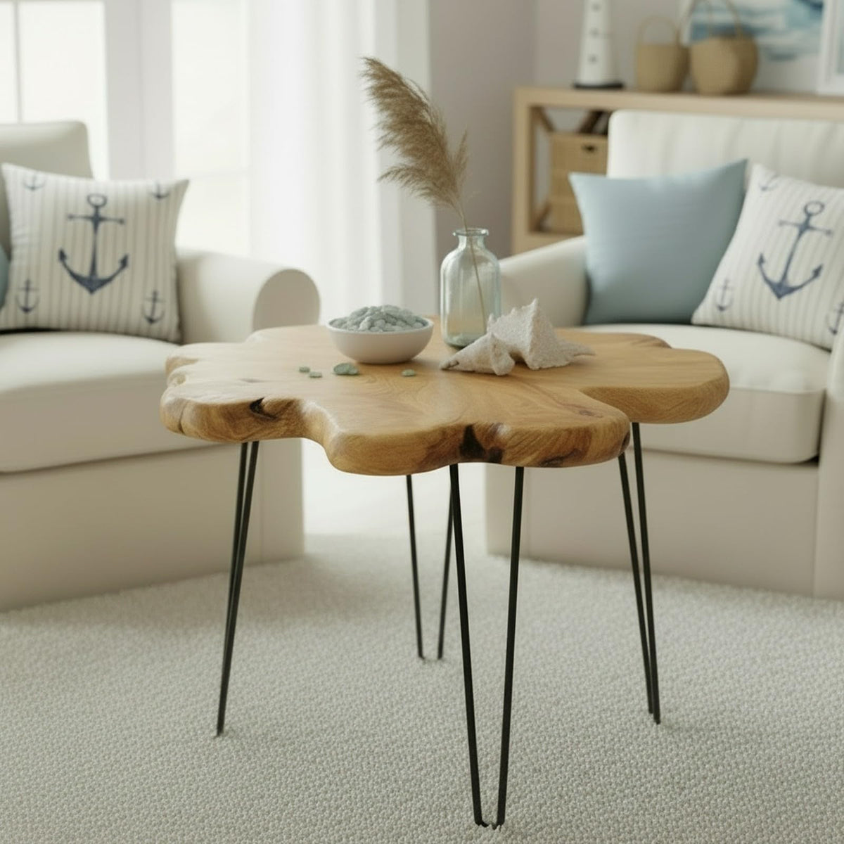 Flower-Shaped Live Edge Cedar Coffee Table U19381