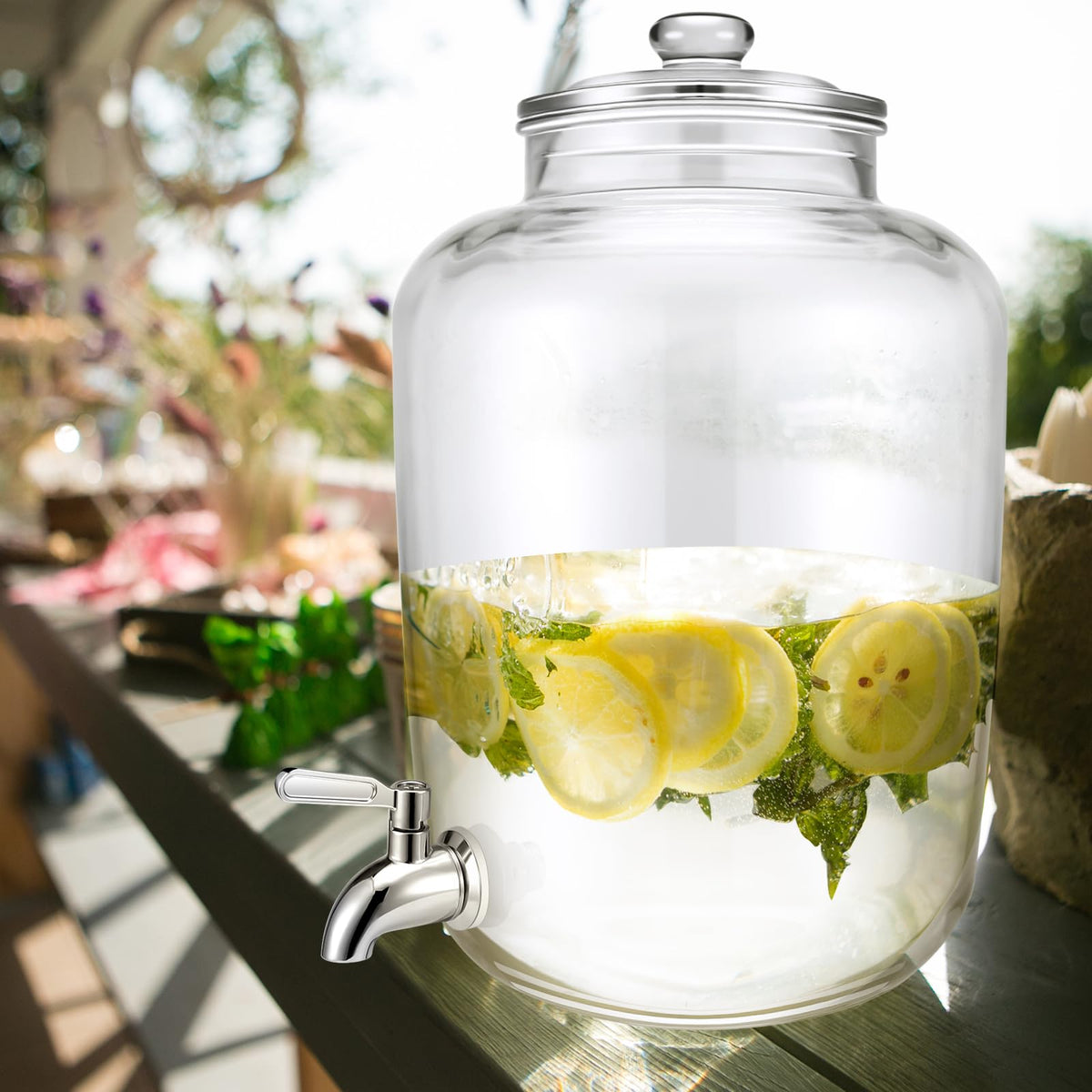 5 Gallon Glass Beverage Dispenser with Lid E316
